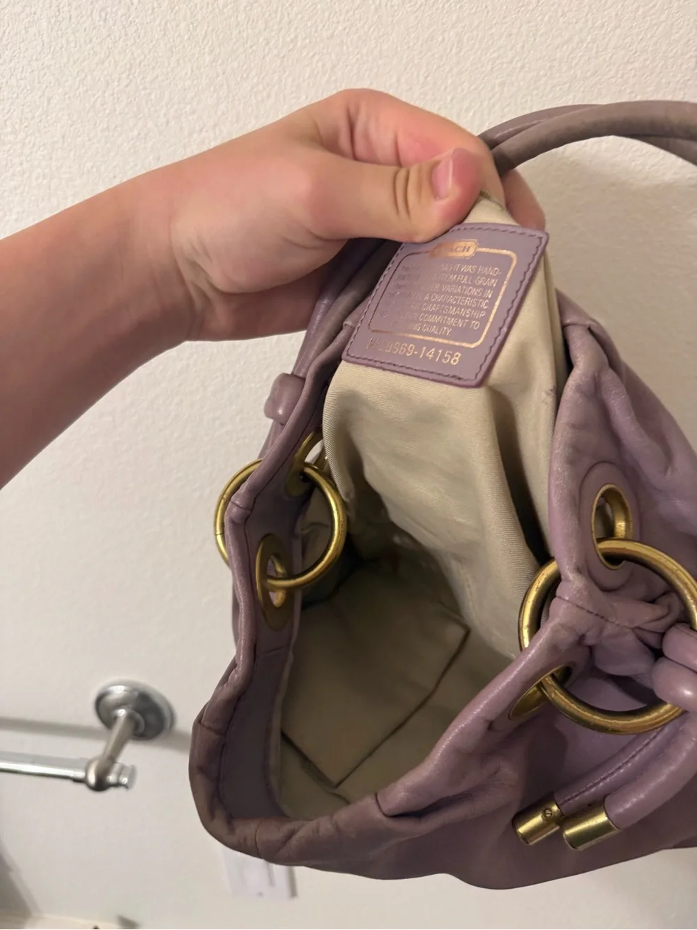 Rare Coach light purple leather shoulder bag, hobo/y2k USED!